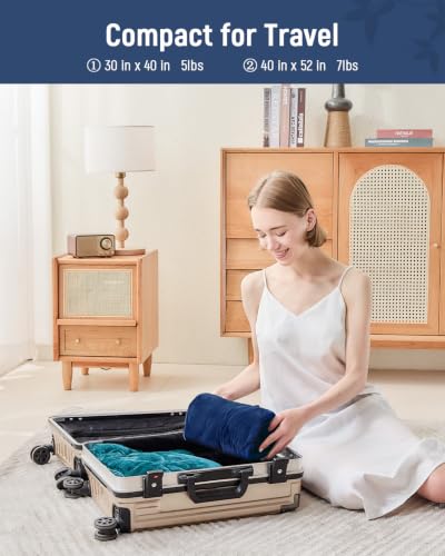 Weighted Lap Blanket 7 lbs for Adults, Luxury Soft Small Weighted Blanket, Compact Portable Weighted Lap Pad for Relaxation, Sleeping, Travel, All-Season Use, Navy Blue, 40" x 52" - Image 5
