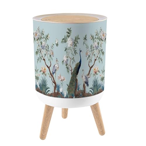 Caneca de basura pequeña con tapa y patas estilo chinoiserie 7L
