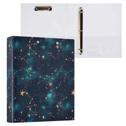 IBGIKWH Space Galaxy Constellation Star 3 Ring Binder 1.5 Inch Binder with Clipboard PVC Pockets Fits 8.5 x 11 Inch Paper Holds 200 Sheets for School and Office Supplies