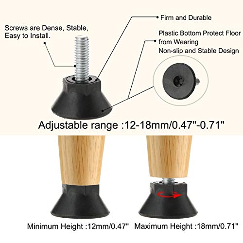 Sourcingmap M6 x 18 x 25mm Screw on Furniture Glide Leveling Feet Adjustable Leveler Floor Cover Protector for House Furniture Legs 12 Pack - Image 4