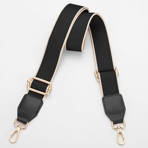 Image of 1.5 inch Wide Crossbody Purse Strap Replacement - Adjustable Handbag Belts | Adjustable replacement shoulder straps, gold buckle, black, fits most purses, totes, crossbody bags, handbags, clutches