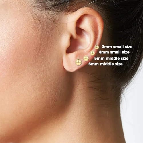 Cutefeel 18K Gold Plated Sterling Silver Ball Stud Earrings 3Mm-8Mm Options thumb #6