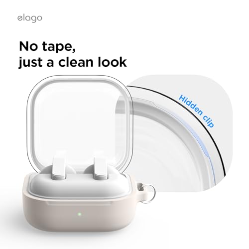 Image of elago Duo with Carabiner, Compatible with Samsung Galaxy Buds 4 Pro Case & Galaxy Buds 4 Case, Premium Silicone + TPU Cover, Wireless Charging, for Men, for Women (Clear - Stone)