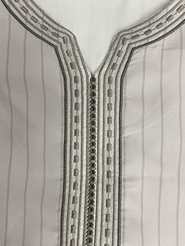 VIVICOLOR Mens Saudi Arab Islamic Kaftan Men Muslim Ramadan Abaya Thobe Embroidery Jubba Robe4