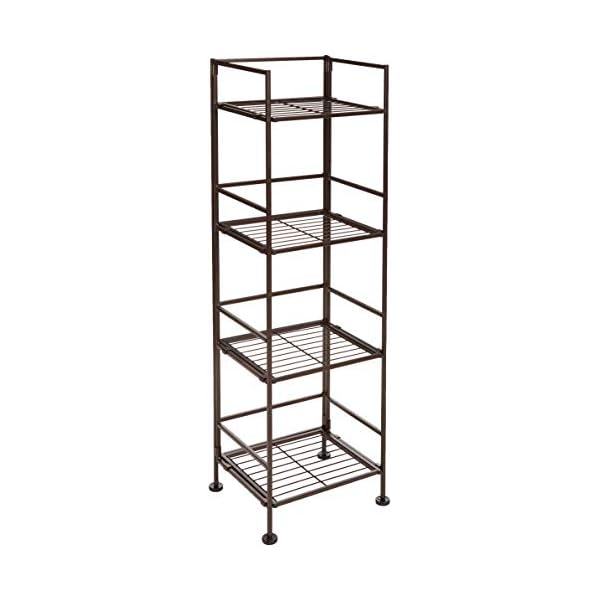 Amazon Basics 4-Tier Iron Tower Shelf, Black, 11.4″L x 11.8″W x 44.5″H
