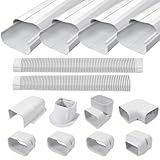 Cestluck 3'' 17 Ft PVC Decorative Pipe Line Cover Kit for Ductless Mini Split Air Conditioner-Full Set, No Other Parts Needed