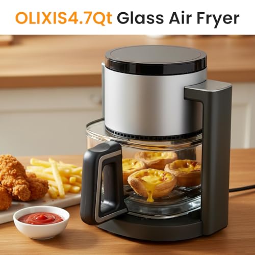 Image of HealSmart 10-in-1 Glass Air Fryer, 4.7QT Non-Toxic Healthy Air Fryer with Rapid Air Crisping Technology, Versatile Functions for Bake, Roast, Dehydrate & Reheat, Nonstick & Dishwasher Safe Design