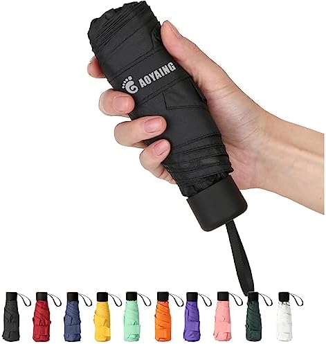 GAOYAING Compact Travel Umbrella with Case Sun&Rain Lightweight Small and Compact Suit for Pocket Black,34 Inches