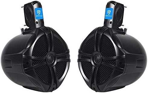 Rockville RWB80B Pair 8" 2-Way Marine Wakeboard Tower Speakers, 600W Peak/400W RMS, 4 Ohm, Waterproof, High-Fidelity Sound, for Boat, Jeep, and ATVs