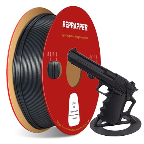 Image of RepRapper PETG Carbon Fiber Filament, Black PETG-CF 3D Printer Filament, PETG Filament 1.75MM, 1000g Carbon Fiber Filament, No Warping & Moisture Free 3D Printing for 3D Printer