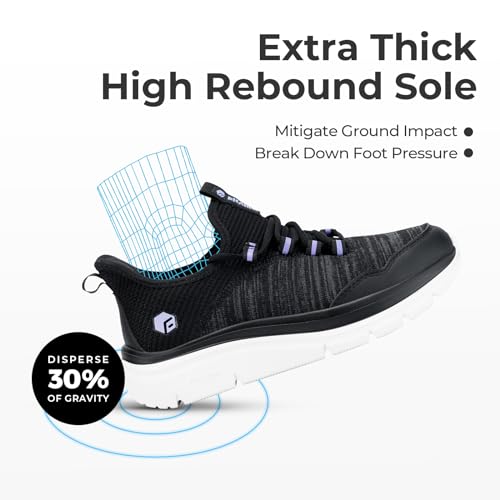 FitVille Women's Slip On Sneakers Wide Shoes Hands Free Running Shoes Slip-On Walking Shoes for Flat Feet Plantar Fasciitis Heel Pain Relief - Cloud Walker V73