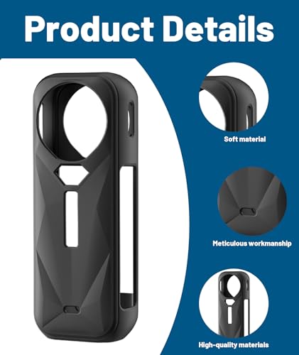 Image of 4 Pcs Insta 360 X5 Essential Bundle, Insta 360 X5 Case, Lens Guard and Silicone Cover, Compatible with Insta 360 X5 Camera for Adventure Travel and Vlogging