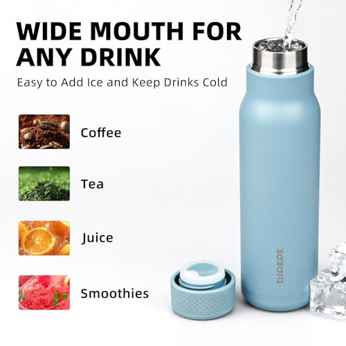 Image of BJPKPK Stainless Steel Water Bottle,21oz insulated Reusable Bottle,Leakproof Metal Thermal Flask Double Wall,Keep Drinks Cold and Hot,Haze Blue