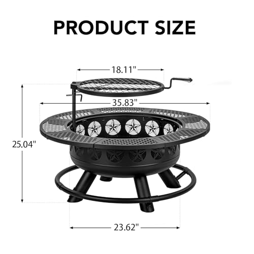 Verdeluxe 73180 36 Inch Fire Pit With Cooking Grill,Outdoor Wood Burning Bbq Firepit thumb #5