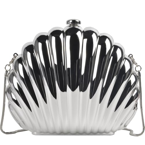 QZUnique Conch/Shell Shoulder Handbag Novelty Chain Strap Purse Acrylic Fashion Crossbody Evening Bag Clutch for Women Girl