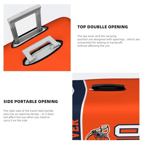 Image of Custom Denver Luggage Cover Personalized Football Style Suitcase Cover with Name Number Customized Washable Elastic Sports Travel Suitcase Protector for Business Vacation Gifts
