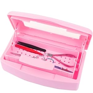 Nail Art Tool Sterilizer Tray,Plastic Clean Sterilizing Box Storage Organizer for Nail,Tweezers,Hair Salon,Spa & Cutter Manicure Equipment (Pink)
