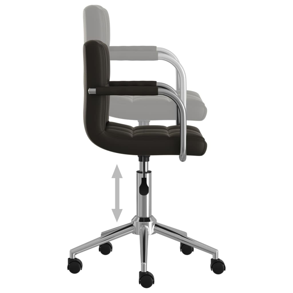 Silla de oficina giratoria de piel sintética negra acolchada con estructura de acero cromado y muelle de gas para mayor comodidad y rotación de 360 grados, ergonómica