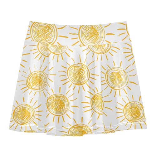 Girls Athletic Skorts Sun Drawings Tennis Golf Skirts with Shorts