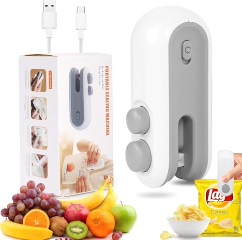 Image of SHUTTLE ART Mini Bag Sealer, Heat Bag Sealer with Cutter for Chips Snacks, Snack Bag Sealer,portable Handheld Rechargeable Vacuum Food Sealer Bag Sealing Machine for Snacks Chips Fresh Storage