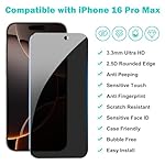 Pehael [3+3Pack] Privacy Screen Protector for iPhone 16 Pro Max with Camera Lens Protector Full Coverage Anti-Spy Tempered Glass Film 9H Hardness Upgrade Edge Protection Easy Installation Bubble Free [6.9 inch] - Image 2