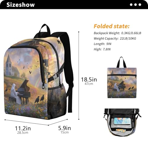 Nun Play Piano (1) Backpack 22L Foldable Daypack for Men Women Travel Camping3