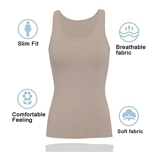 Image of Camisoles for Women with Built in Bra,Basic Yoga Top Layering Tank Top Padded Bra Undershirt(S-3XL)