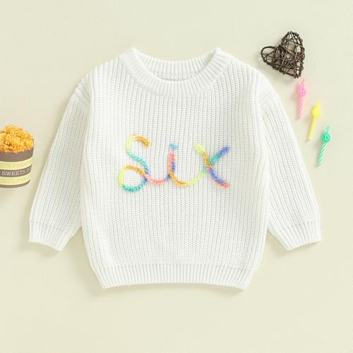 Toddler Kids Girls Boys Sweater 2 3 4 5 6 Birthday Clothes Letter Embroidery Long Sleeve Toddler Pullovers Fall Tops2