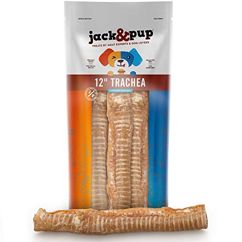 Jack&Pup 12 Beef Trachea for Dogs | All Natural Single Ingredient Dog Treat Dog Trachea Chews | Savory and Fun Treat for Dogs (6 Pack)