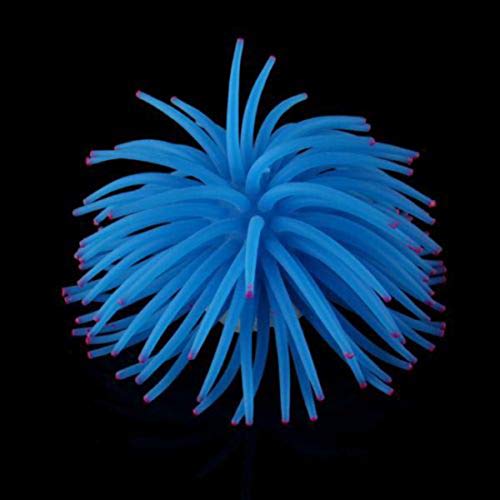 Image of Artificial Soft Anemone Coral Plant Fish Tank Decor, Blue | Aquarium Silicone Aquarium Ornament Decoration