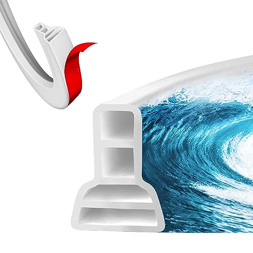 2M Sellos de Mampara de Ducha, Junta Mampara Ducha 3 x 2CM, Tira de Protección Contra Salpicaduras Autoadhesiva, Barrera de Agua para Ducha, Goma para Ducha Evitar Salida de Agua, Borde Plato Ducha