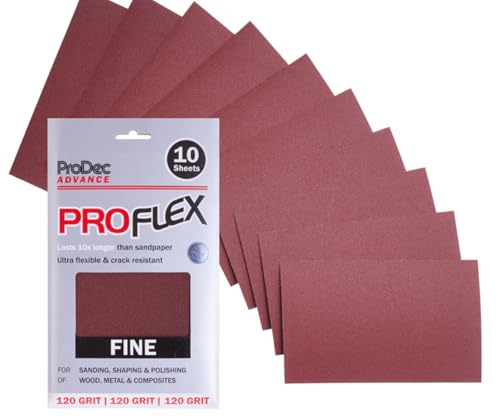 ProDec Advance 10 Hojas Lijado 120 Grano, Proflex, Flexible, Resistente Grietas, Múltiples Usos, 9'x4.5'