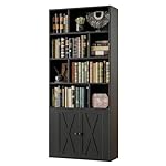 IRONCK Bookcase with Doors, Tall Bookshelf with Storage, Bookshelves and Bookcases with 8 Open Cubes for Living Room, Bedroom, Office