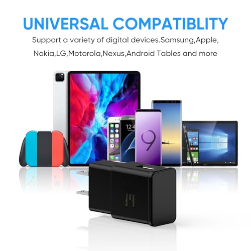 Image of Type C Charger Fast Charging, 2 Pack USB C Android Phone Wall Charger Block & 6.6ft Charge Cable Cord, for Samsung Galaxy S8 / S9 / S10 Plus Active S10e, S20 / S21 Ultra Plus, Note 8 9 10, Pixel 3 4 etc