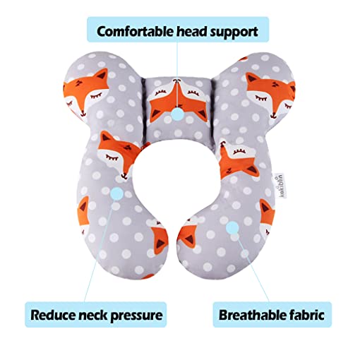 Kakiblin Baby Travel Pillow, Toddler Head And Neck Support Pillow For Car Seat, Pushchair (Gray Fox) #TOP3