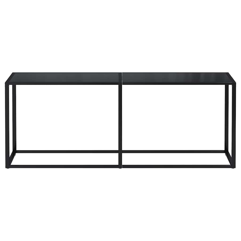 Tavolo consolle nero, 200 x 35 x 75,5 cm, in vetro, tavolo da corridoio | Tavolino sottile in vetro di sicurezza e metallo per corridoio e soggiorno, robusto e antiribaltamento.