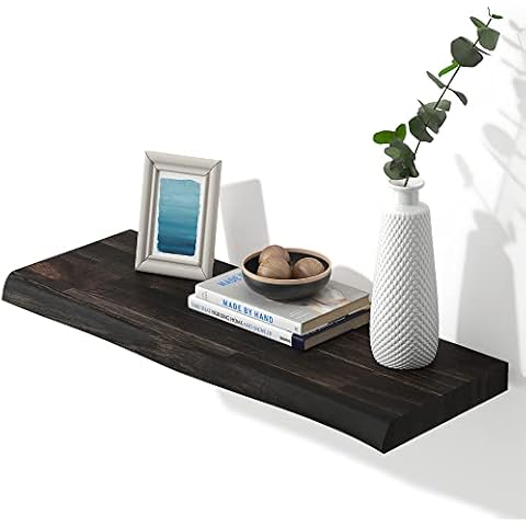 Interbuild Floating Shelf Wall Mounted, Acacia Wood Hanging Storage Shelf for Bathroom, Bedroom, Kitchen, Living Room, Office Decoration 28" x 10" - Espresso Cover