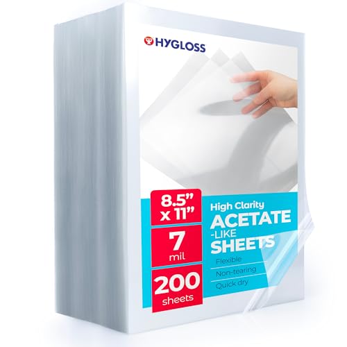 Hygloss 8.5 x 11 acetate sheets, 7 mil, 200 pack
