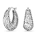 LeCalla Sterling Silver Jewelry Filigree Hoop Earrings for Women