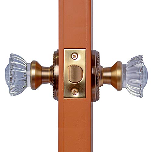 Regency Fluted Real Glass Door Knob With Georgian Roped Rosette In Antique Brass (Passage Hall / Closet) #TOP4