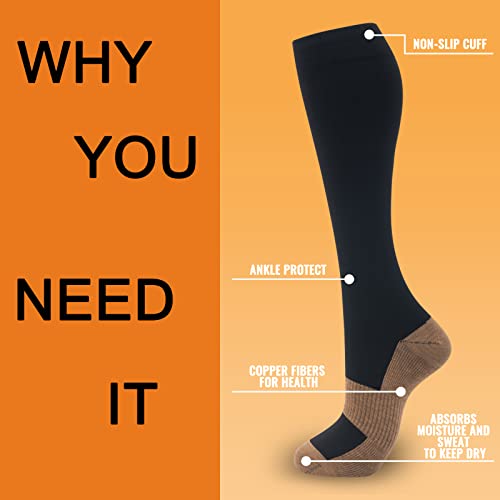 Image of fenglaoda 8 Pairs Compression Socks for Men & Women 20-30 mmHg Knee High Nurse Pregnant Running Medical and Travel Athletic