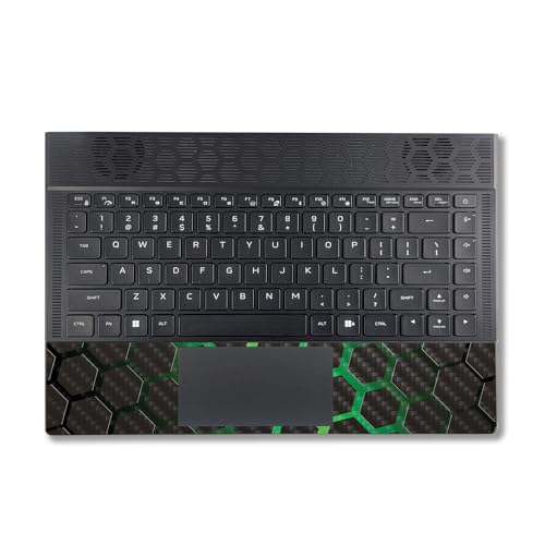 Image of MightySkins Carbon Fiber Skin Compatible with Alienware X14 R2 (2023) Full Wrap Kit - Green Hex | Protective, Durable Textured Carbon Fiber Finish | Easy to Apply & Change Styles | Made in The USA