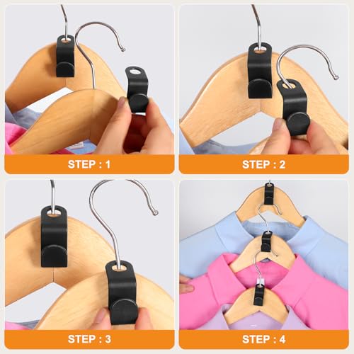 60 Pcs Hanger Hooks, Space Saving Hangers Multi-layer Stackable Hangers Space Savers Hooks Hanger Extender Clips Cascading Clothes Hooks for Wardrobe Clothes Organizer Black - Image 3