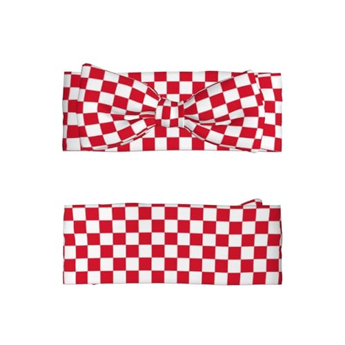 Red White Grid Checkered Retro Baby Girl Bows And Headbands 6-12 Months For Baby Girls Newborn Infant Toddlers2