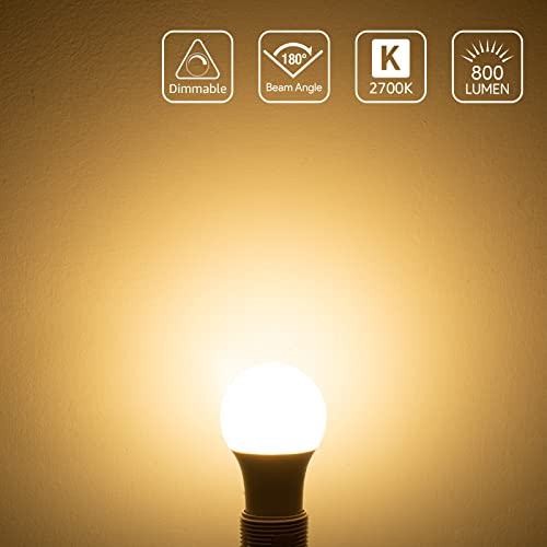 Lepro Dimmable Led Light Bulbs 60 Watt Equivalent, 9.5W 800Lm Soft Warm White 2700K, A19 E26 Standard Medium Base, Ul Fcc Listed, 15000 Hour Lifetime, 6 Packs #TOP3