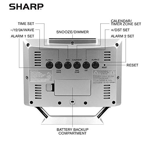 Sharp Desktop Dual Alarm Clock With Color Display - Atomic Accuracy thumb #3