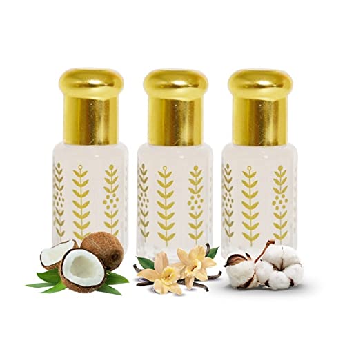 al badil Musc tahara - Almizcle, éxito de ventas - 3ml - Almizcle blanco -coco - vainilla - monoi, lotes de 3 unidades