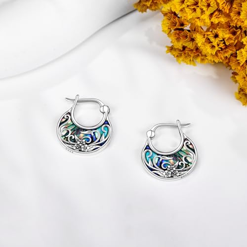 Tree of Life/Sunflower/Mountain/Daisy/Flower/Dragonfly/Butterfly/Earrings 925 Sterling Silver Hoop Earrings for Women2