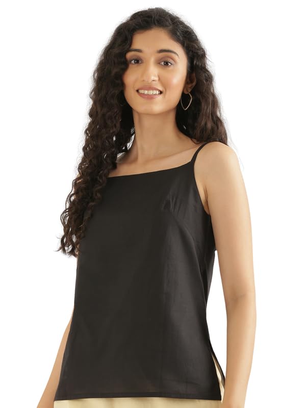 Image of SAADAA Women's 100% Cotton Camisole Top | Soft & Breathable Cambric Fabric | Adjustable Straps, Square Neckline | Comfortable All-Day Wear