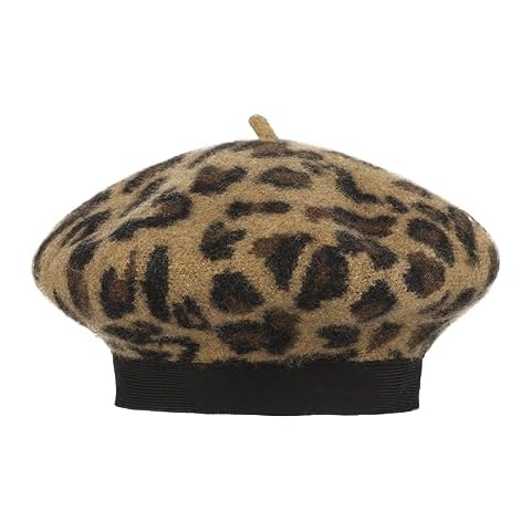 JNGUOSICN Wool Leopard Print Beret Hat Cover